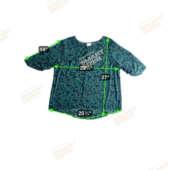 Ava Viv Animal Print Blouse Womens Size 2X Green Bright‎ Oversized Flowy Button - Picture 2 of 7
